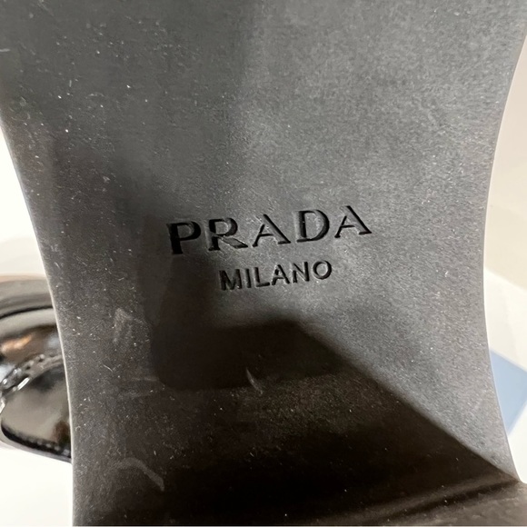 PRADA Chocolate 85mm high-heeled brushed leather loafers - Picture 13 of 13